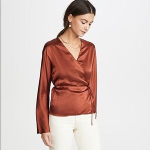 Vince Brick toned Silk Wrap Top